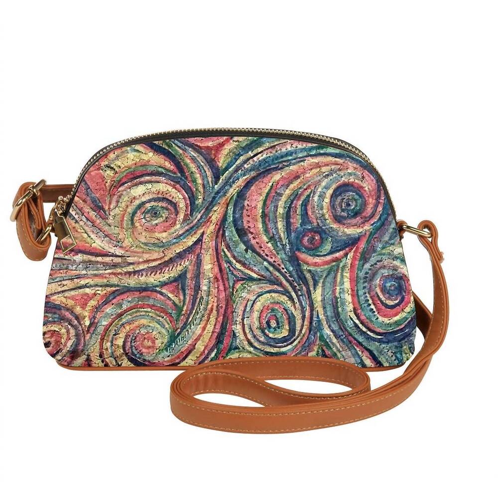 NEW KALEIDOSCOPE ACCESSORIES women's swirl print dome cork crossbody bag in mult